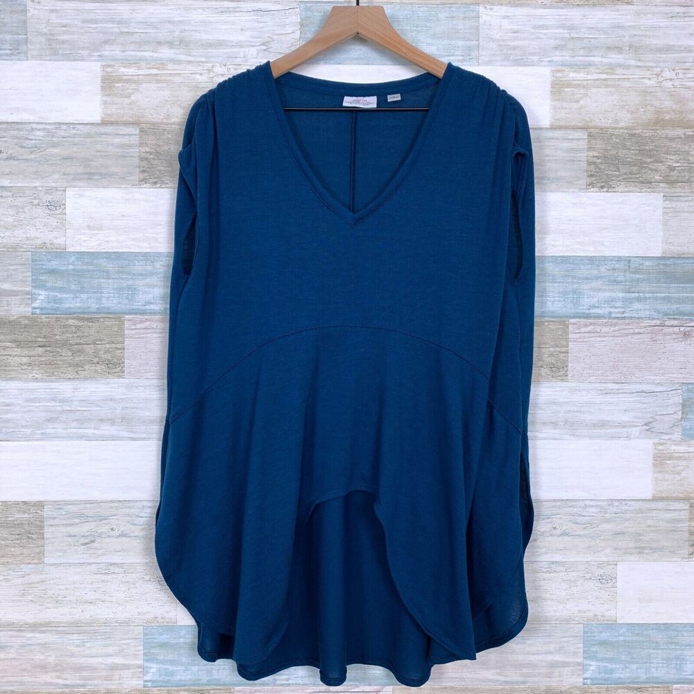 Sweet Pea NY&Co Hi Lo Dolman Tunic Blue Relaxed Fit Stretch Knit Womens Medium